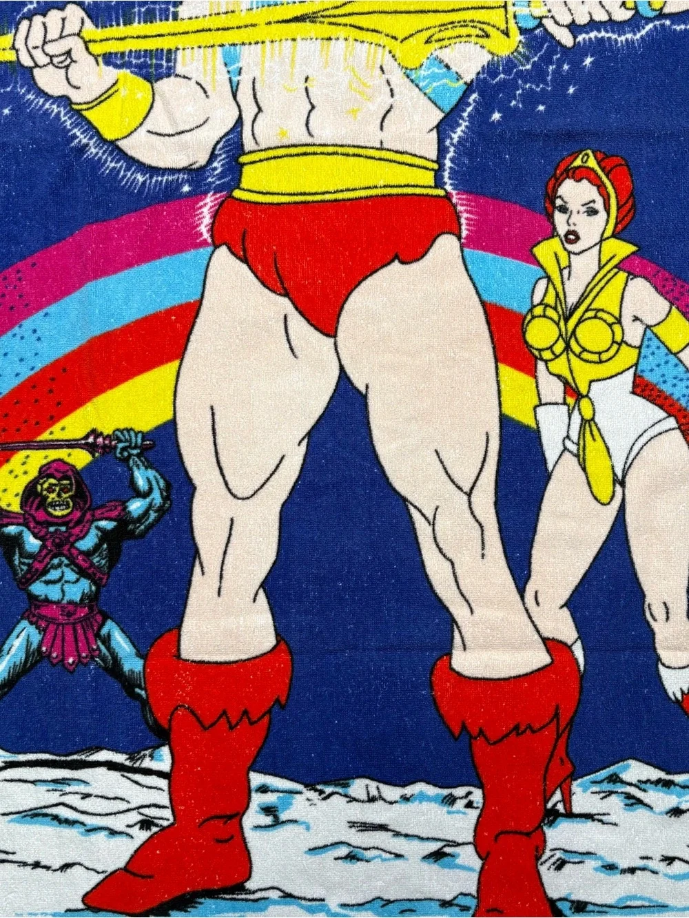 He-Man Masters of the Universe Beach Blue Towel Made in Japan Vtg 1985 RARE